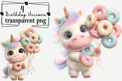 Whimsical Birthday Unicorn Clipart PNG Watercolor Product Image 1