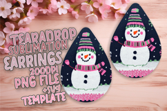 Vibrant Teardrop Earrings PNG for Sublimation , Snowman Product Image 1