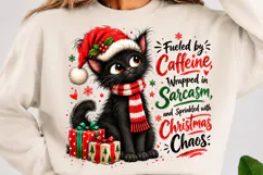 Black Cat Christmas PNG, Sarcastic Coffee PNG, Christmas PNG Product Image 2