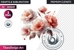 Rose Gold Pink flowers Clipart, Abstract Flowers Wedding PNG Product Image 1