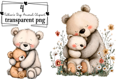 Whimsical Father’s Day Animal Clipart Watercolor PNG Product Image 1