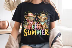 Hello Summer PNG Highland Cow Clipart Cute Calf Sublimation Product Image 8