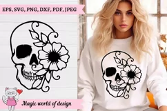 skull with flower svg floral skull clipart Product Image 1