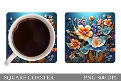 3D Flowers Coaster Design. Flowers Coaster Sublimation Product Image 1