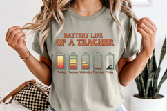 Battery Life of a Teacher PNG, Weekly Mood Sublimation Product Image 8
