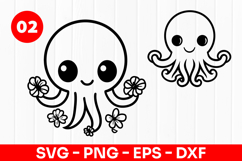 Cute Octopus Cartoon Ocean Animal SVG PNG Product Image 1