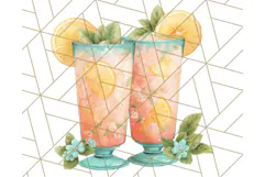 Coral and Aqua Summer Clipart PNG Pastel Tropical Icons Product Image 4