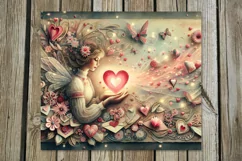 Valentine vintage | Skinny Tumbler Sublimation Design Product Image 4