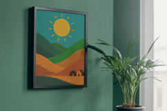 Sunny Hillside Minimal Landscape Pillow Design Product Image 8