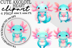 Cute Axolotl Heart Clipart Product Image 1