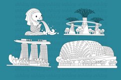 Black and White Coloring Singapore Landmarks Product Image 2