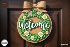 Spring Wreath Door Sign Laser Cut | Wooden Door Sign | SVG Product Image 2