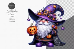 Halloween clipart, Gnome clipart, Watercolor clipart Product Image 1