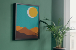 Sunset Mountain Bicycle Minimalist Pillow Design Product Image 8