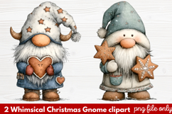 2 Whimsical Christmas Gnome Clipart | Cute Holiday Gnome PNG Product Image 1