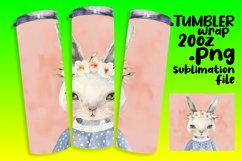 Cute Watercolor Bunny Tumbler Wrap with Flowers Product Image 1