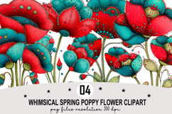 Whimsical Spring Poppy Flower Clipart Watercolor PNG Product Image 1