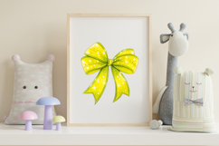 Neon Yellow Glow Coquette Bow Clipart, yellow glow clipart Product Image 7