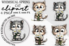 Whimsical Spring Cat Clipart Png Product Image 3