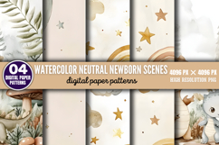 Watercolor Neutral Newborn Scenes Paper Bundle PNG Product Image 9