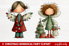 2 Christmas Whimsical Fairy Clipart | Cute Holiday Fairies Product Image 1