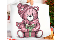Crochet Yarn Christmas Teddy Bear Png Product Image 1