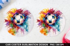 Soccer Ball Car Coaster - Coaster Sublimation Design Product Image 1