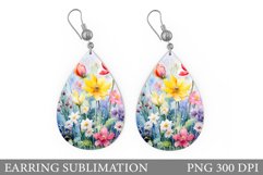 Flowers Earring Sublimtion. Wildflowers Earring Design Product Image 1