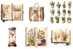 Antique Planner Girl Clipart, Set of 27 Png Bundle Product Image 5