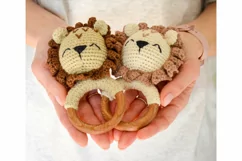 Lion baby rattle crochet pattern PDF amigurumi newborn gift Product Image 3