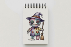 Witch Hat Stitched Doll Broom Halloween Voodoo PNG Product Image 5
