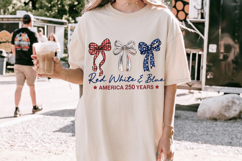 Red White &amp; Blue 250 Anniversary PNG T-Shirt|4th of July PNG Product Image 8