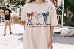 Red White & Blue 250 Anniversary PNG T-Shirt|4th of July PNG Product Image 8