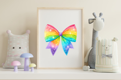 Neon Rainbow Glow Coquette Bow Clipart Product Image 7