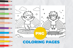 Cute boy with a rainbow Coloring Pages | Coloring book Product Image 1