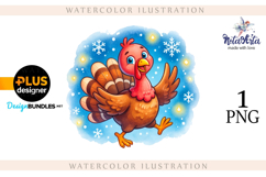 Christmas Turkey: Festive Watercolor Charm Product Image 1