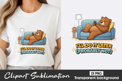Procrastination Bear Clipart PNG Product Image 1