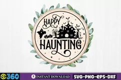 Happy haunting SVG, Halloween Door Sign SVG Product Image 2