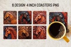 Tooled Leather Horse Square Coaster Sublimation Design Product Image 1