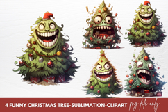 Funny Christmas Tree Sublimation Clipart Product Image 1