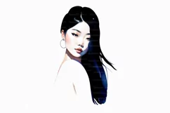 Beautiful Asian woman art sketches 10 PNG Digital download Product Image 8