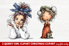 Quirky Girl Christmas Clipart | Fun Holiday Girl PNG Product Image 1