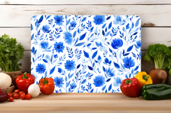 Watercolor Blue Floral Cutting Board | Cutting Board png Product Image 3