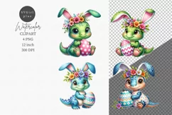 Easter clipart, Dino clipart, Watercolor clipart, Dinosaur Product Image 1