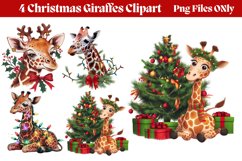 Christmas Giraffes Clipart PNG Product Image 1