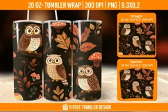 Cute Owl Seemless Tumbler Wrap Designs, Sublimation Wrap Product Image 1