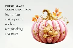 Pink and Gold pumpkin clipart, pumpkin sublimation Product Image 2