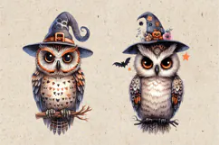Watercolor Halloween Owls. PNG sublimation Product Image 2