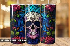 Stained Glass Halloween Skull | Skull 20 oz Skinny Tumbler Product Image 1