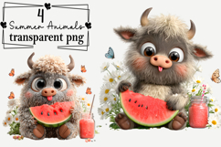Quirky Summer Animals Clipart Watercolor png Product Image 1